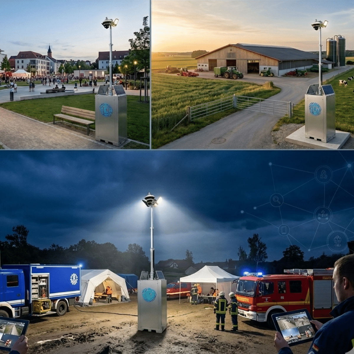 Videoturm - Kommunen und Landwirtschaft 04 - Übersicht Mobile Videoüberwachung für Kommunen, Landwirtschaft & Katastrophenschutz