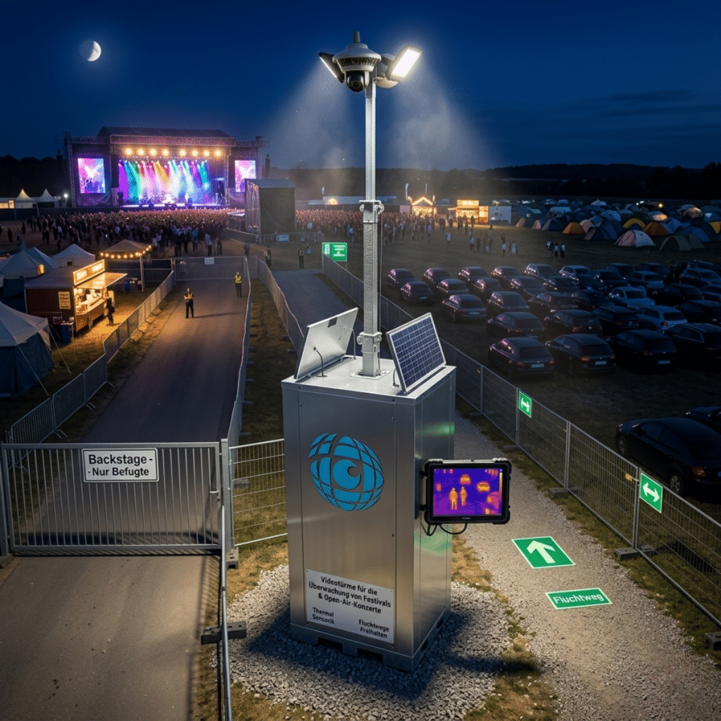Videotürme für die Überwachung von Festivals & Open-Air-Konzerte